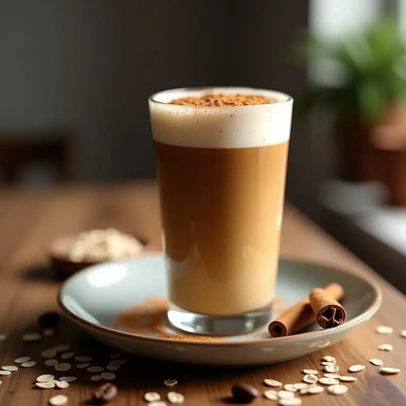 Bebida de Avena y Canela con Shot de Espresso: Latte Vegano Energizante para el Gym