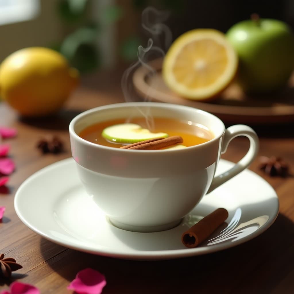Bebida de Té de Hinojo y Manzana con Toque de Canela: Infusión Digestiva y Sin Cafeína