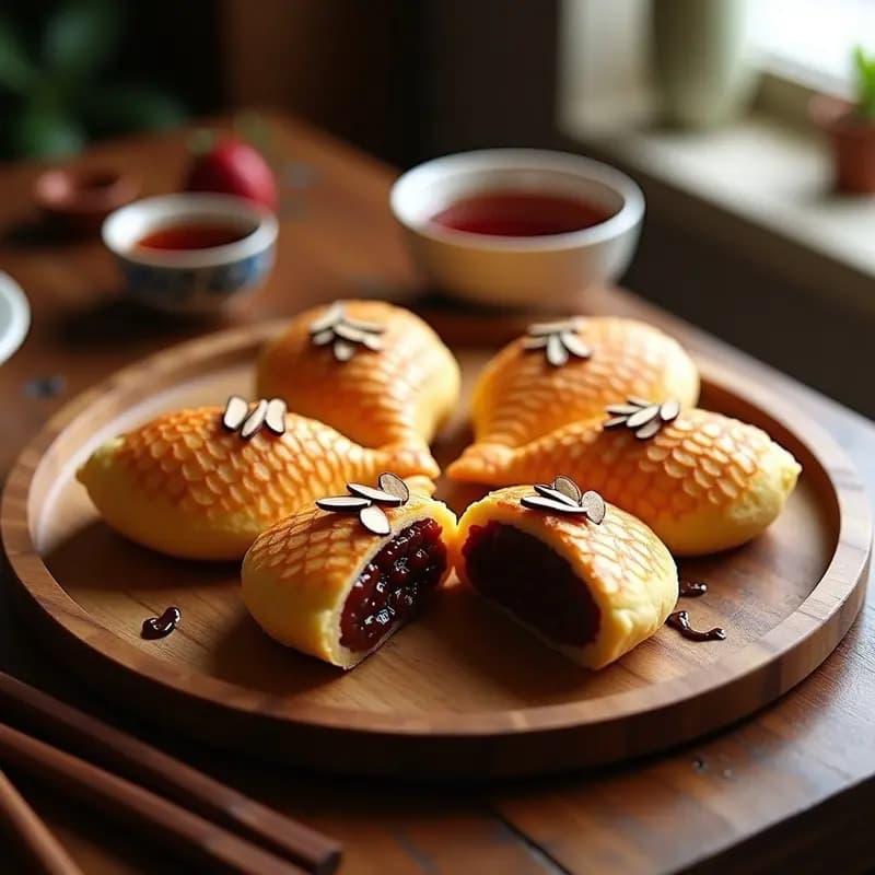 Bungeoppang Coreano de Frijoles Rojos y Chocolate: Panqueques de Pescado Rellenos en Molde Especial