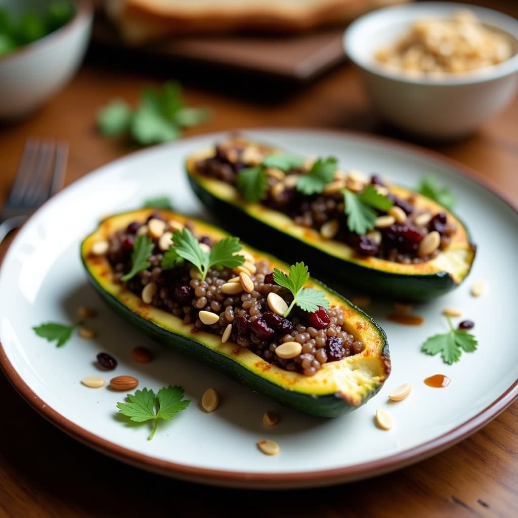 Calabacín Relleno de Arroz Salvaje y Arándanos: Receta Vegana y con Toque Dulce-Salado