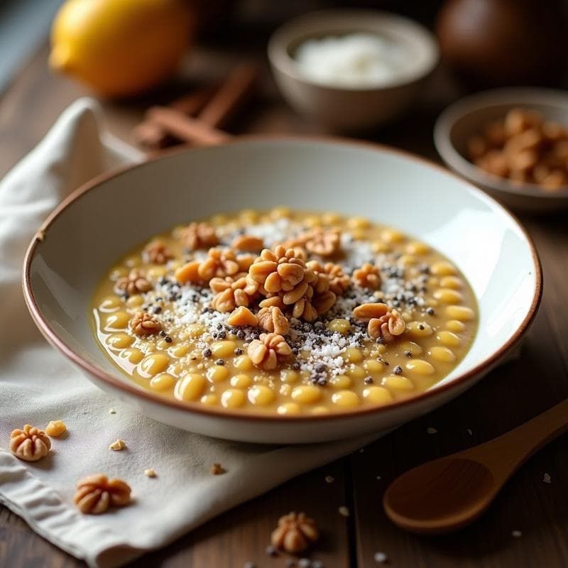 Gachas de Mijo y Lúcuma con Topping de Semillas de Chía: Desayuno Peruano Sin Lactosa