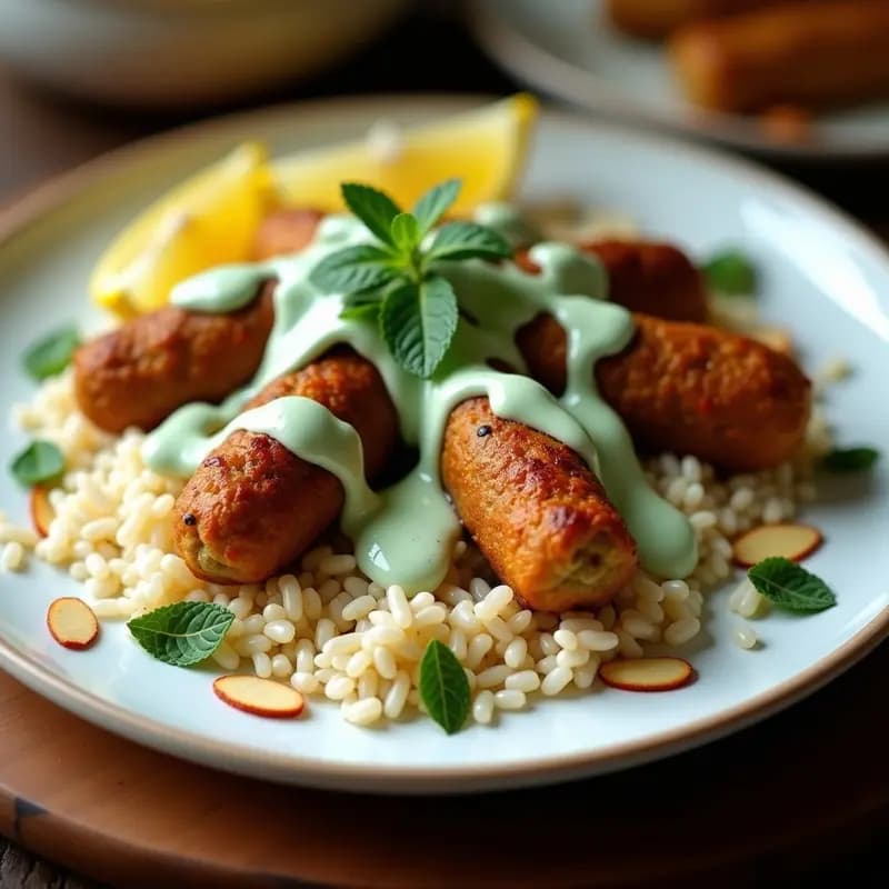 Kofta de Cordero al Horno con Yogur y Mentas: Receta Libanesa con Especias Baharat y Arroz Basmati