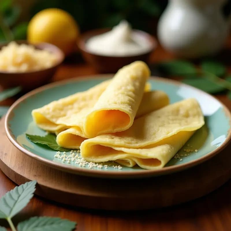 Kuih Ketayap: Crepes Malasios de Coco y Pandan Rellenos de Azúcar de Palma