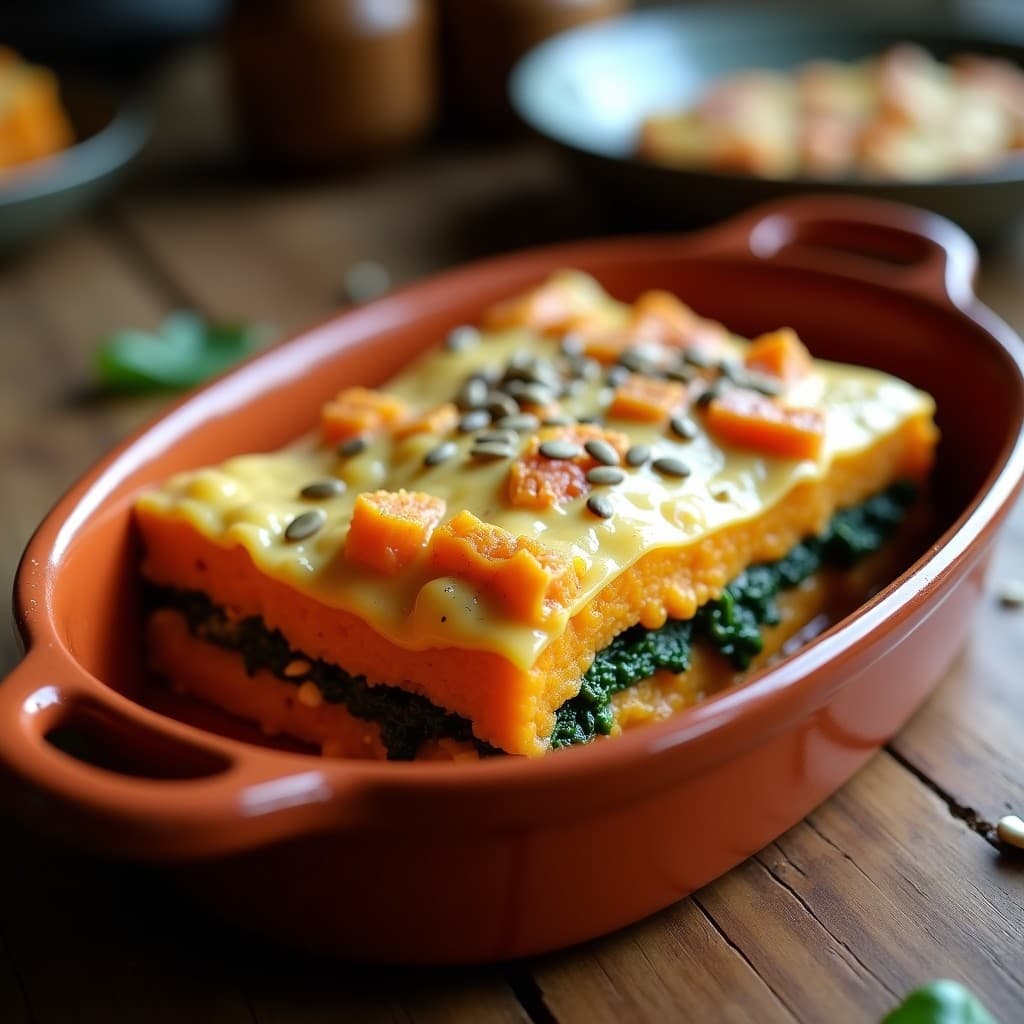Lasaña de Calabaza y Espinacas con Bechamel de Anacardos: Receta Vegana en Olla Lenta
