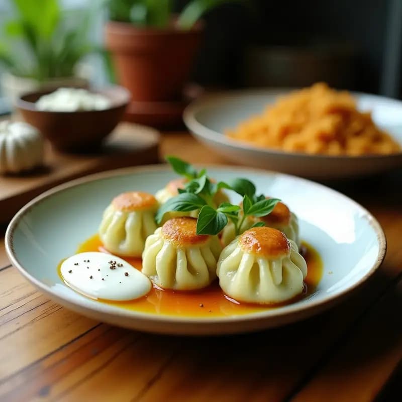 Manti de Calabacín y Queso de Anacardos con Yogur de Coco: Receta Turca Vegana al Vapor