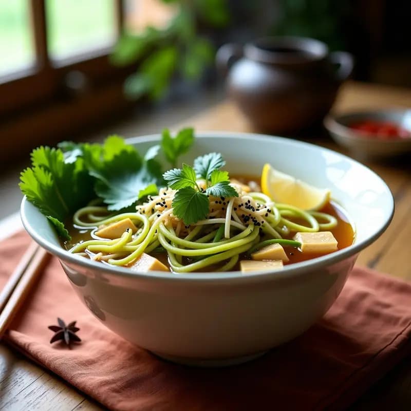 Pho De Fideos de Calabacín y Tofu con Brotes de Soja: Receta Vietnamita Low-Carb