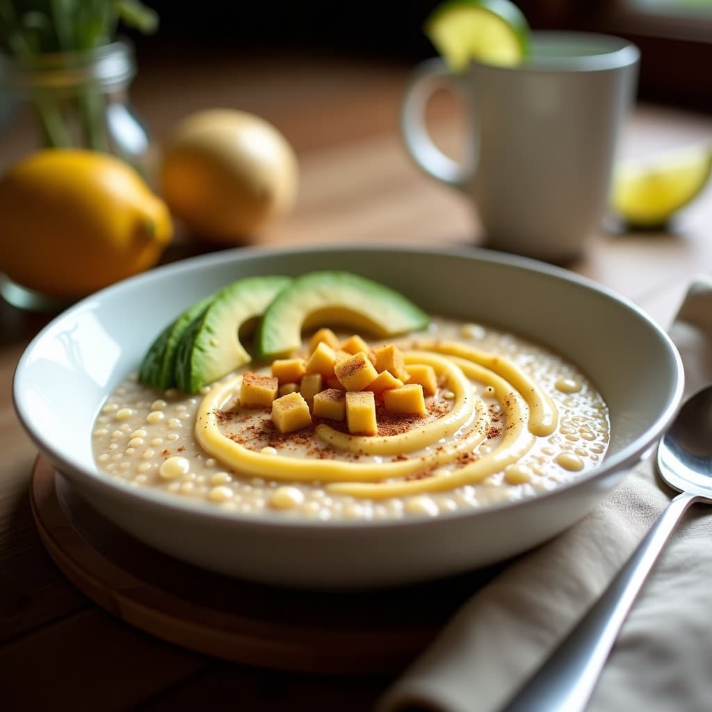 Porridge de Quinoa con Puré de Chirimoya y Semillas de Sacha Inchi: Desayuno Andino Superfood