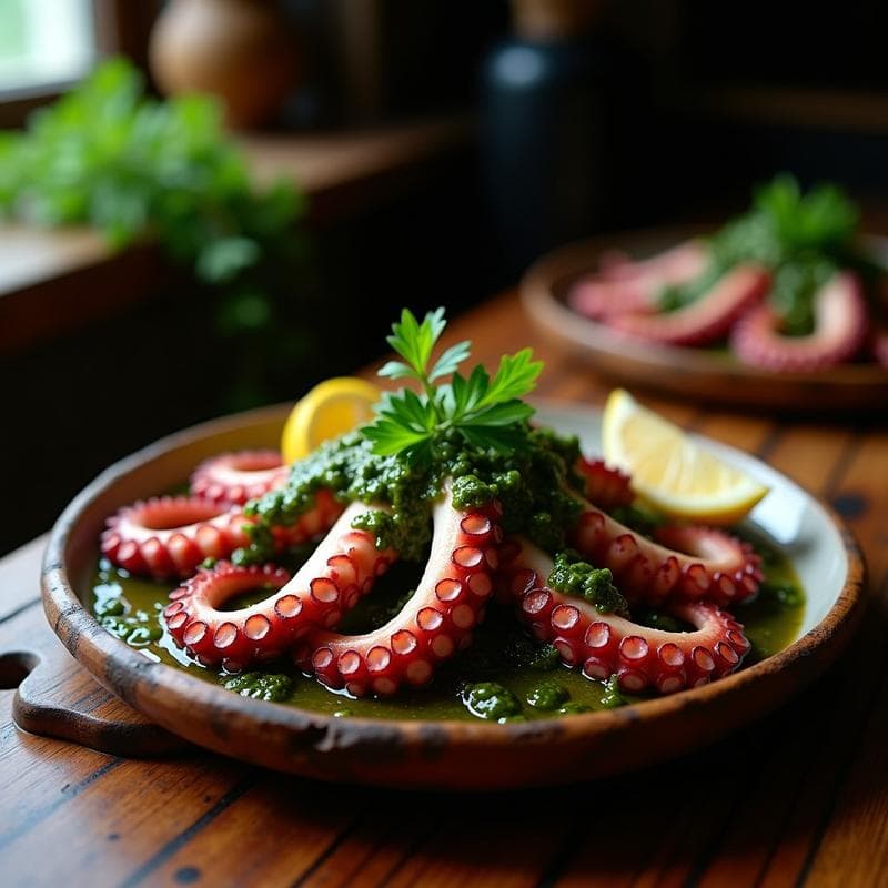 Pulpo a la parrilla con Chimichurri de Perejil y Ajo: Receta Argentina en 20 Minutos