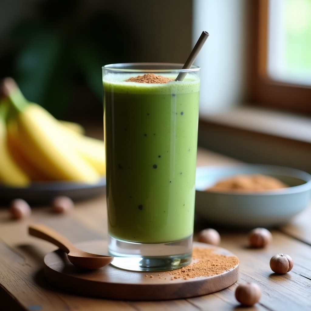 Smoothie de Spirulina y Plátano con Leche de Avellanas: Bebida Energética Keto en 5 Minutos