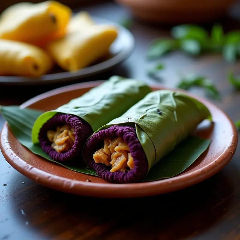 Tamales de Masa Morada con Relleno de Pollo y Aceitunas: Receta Peruana Tradicional en Olla