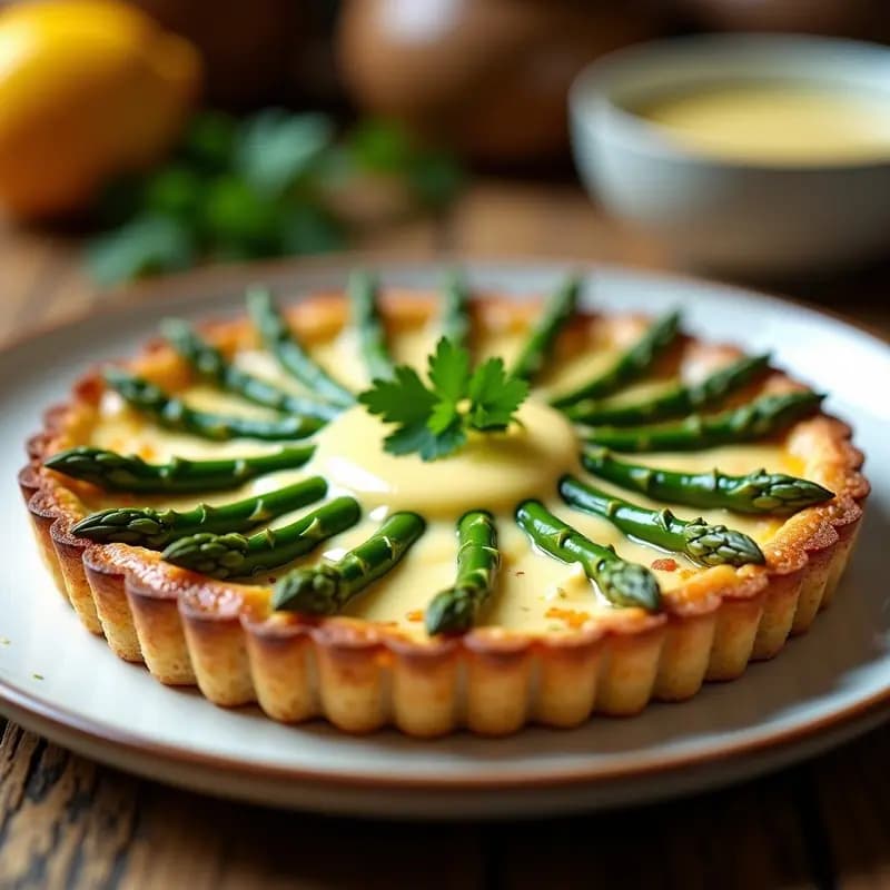 Tarta Salada de Harina de Almendra y Espárragos con Salsa Holandés Vegana: Receta Sin Gluten y Elegante