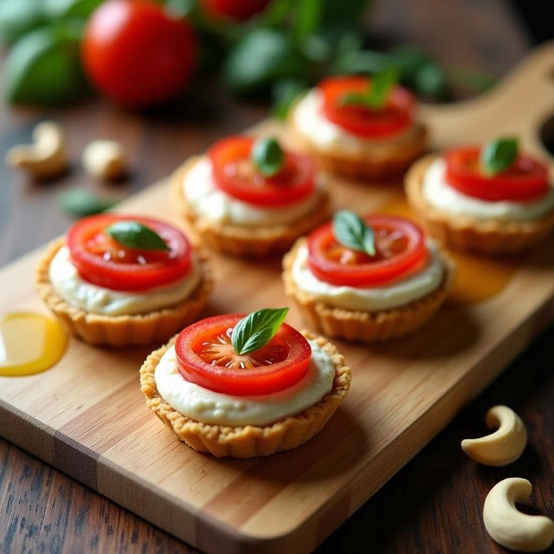Tartaleta de Base de Semillas de Lino con Crema de Queso de Anacardos y Confitura de Tomate: Entrante Crudivegano