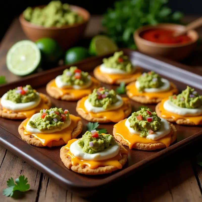 Tortitas de Maíz con Queso Fundido, Crema Ácida y Guacamole: Aperitivo Tex-Mex Irresistible