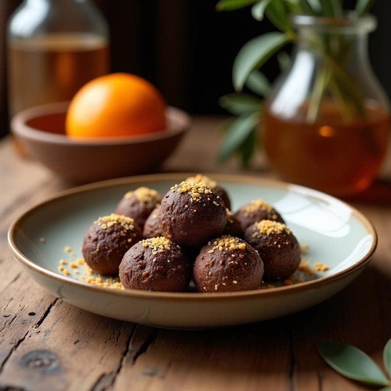 Trufas de Dátiles, Cacao y Aceite de Coco con Toque de Naranja: Postre Crudivegano Energético