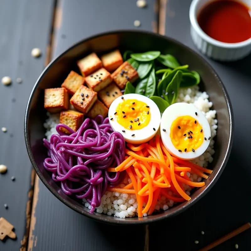 Bibimbap Coreano con Quinoa y Kimchi de Col Morada: Receta Fitness en Bowl