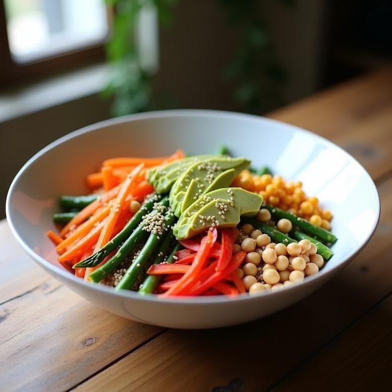 Buddha Bowl de Teff con Espárragos Trigueros y Vinagreta de Mostaza: Receta Etiopía Vegana y Sin Gluten