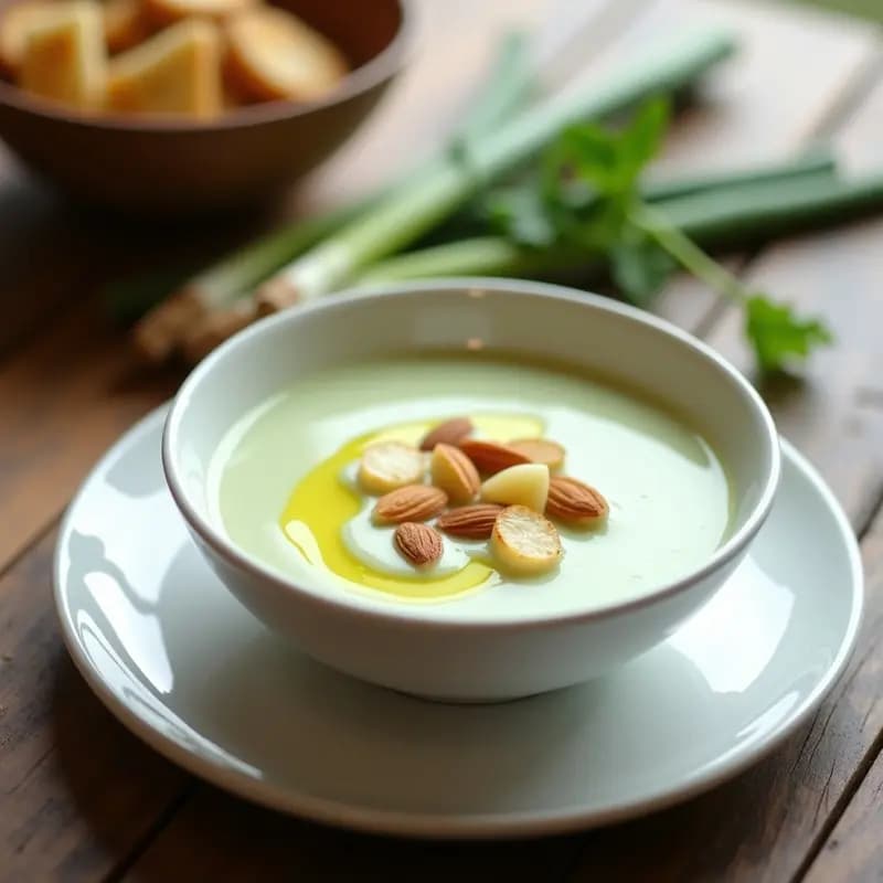 Crema Fría de Puerro y Patata con Almendras Tostadas: Receta de Verano sin Lácteos en 25 Minutos