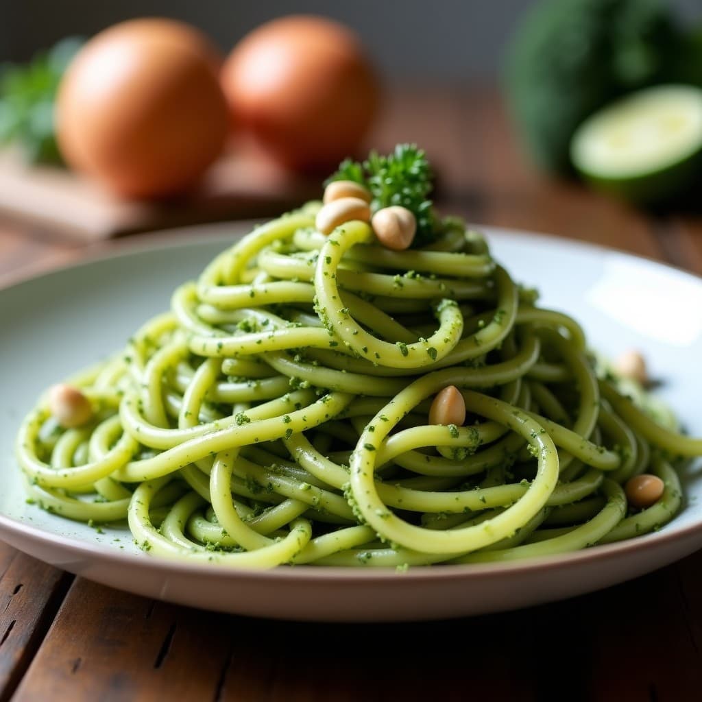 Espaguetis Verdes con Pesto de Brócoli Rápido