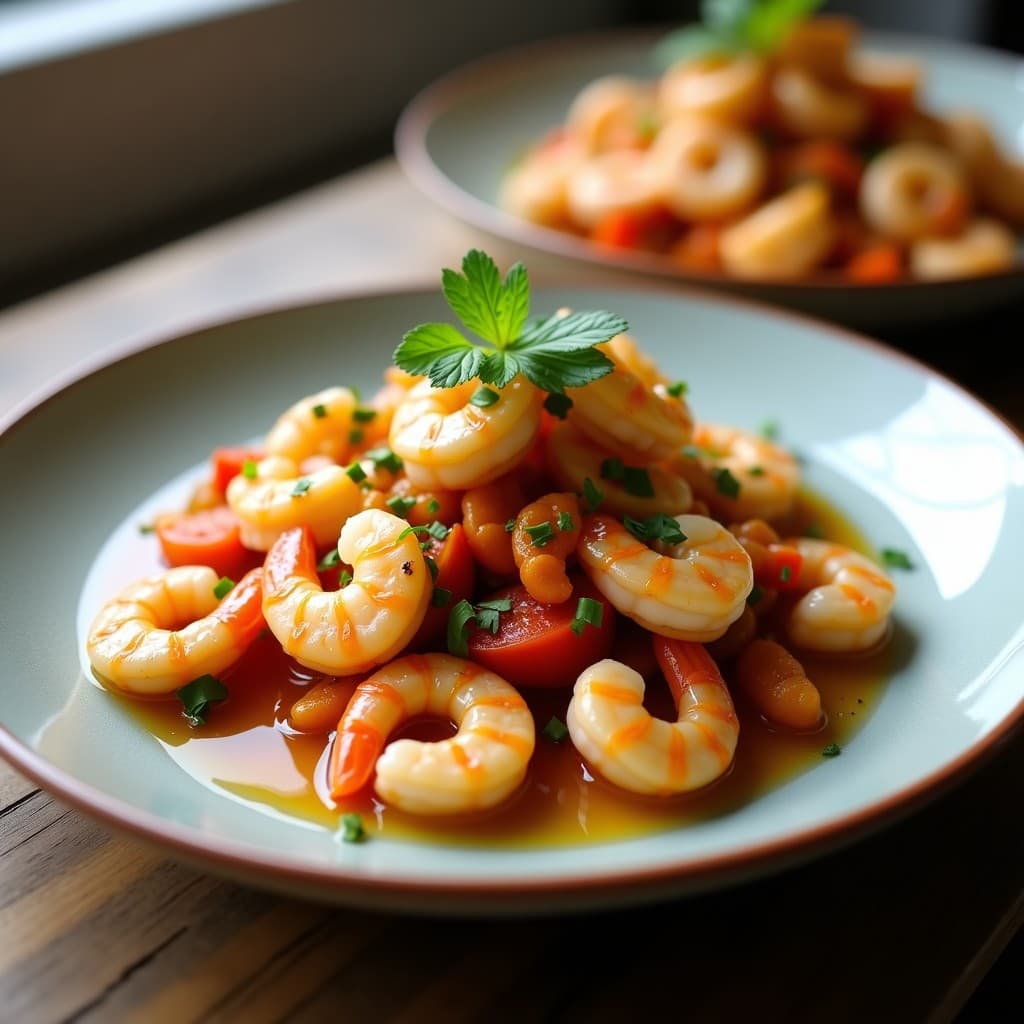 Ensaladilla de gambas andaluza con mayonesa casera y textura suave, lista para servir