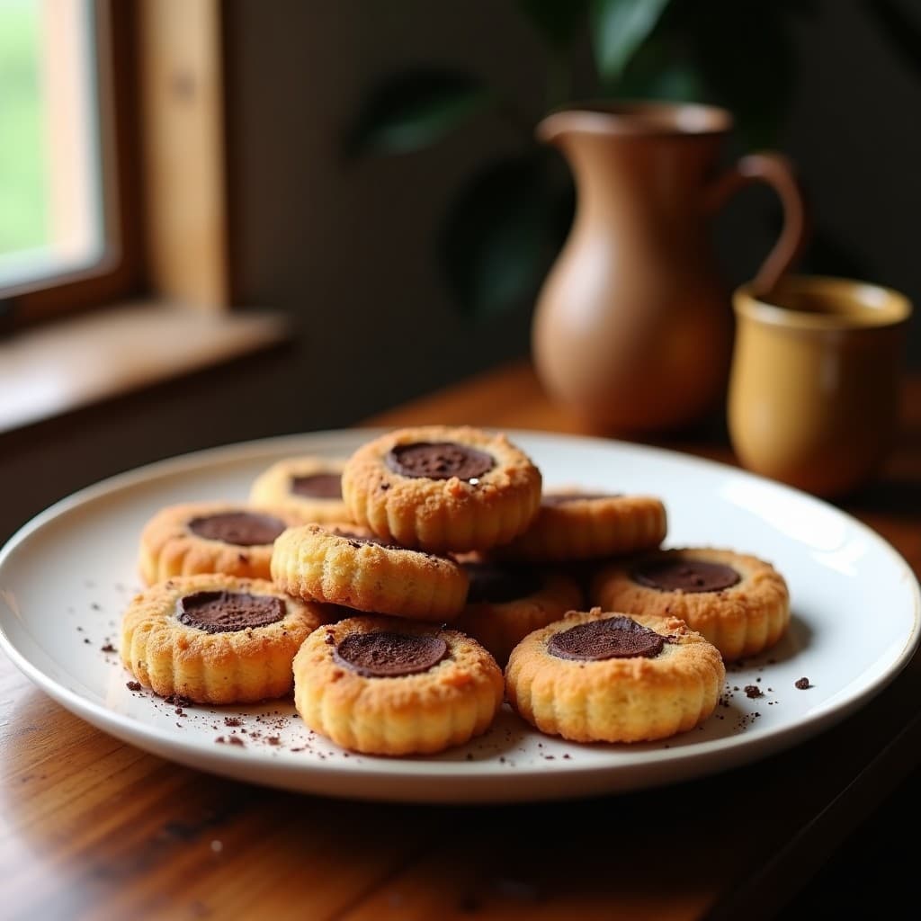 Galletas de avena y chocolate crujientes y saludables recién horneadas en una bandeja de horno, con chips de chocolate negro y copos de avena suaves