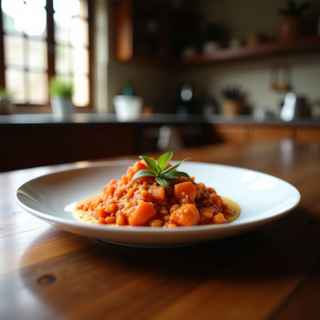 Lentejas estofadas sin chorizo en una olla, lista para servir. Receta fácil y saludable de lentejas estofadas