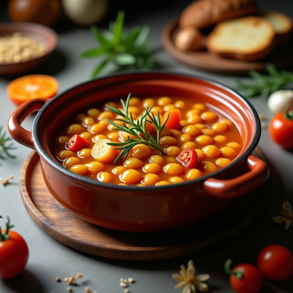 Lentejas a la riojana saludables con verduras y pimentón ahumado en una olla