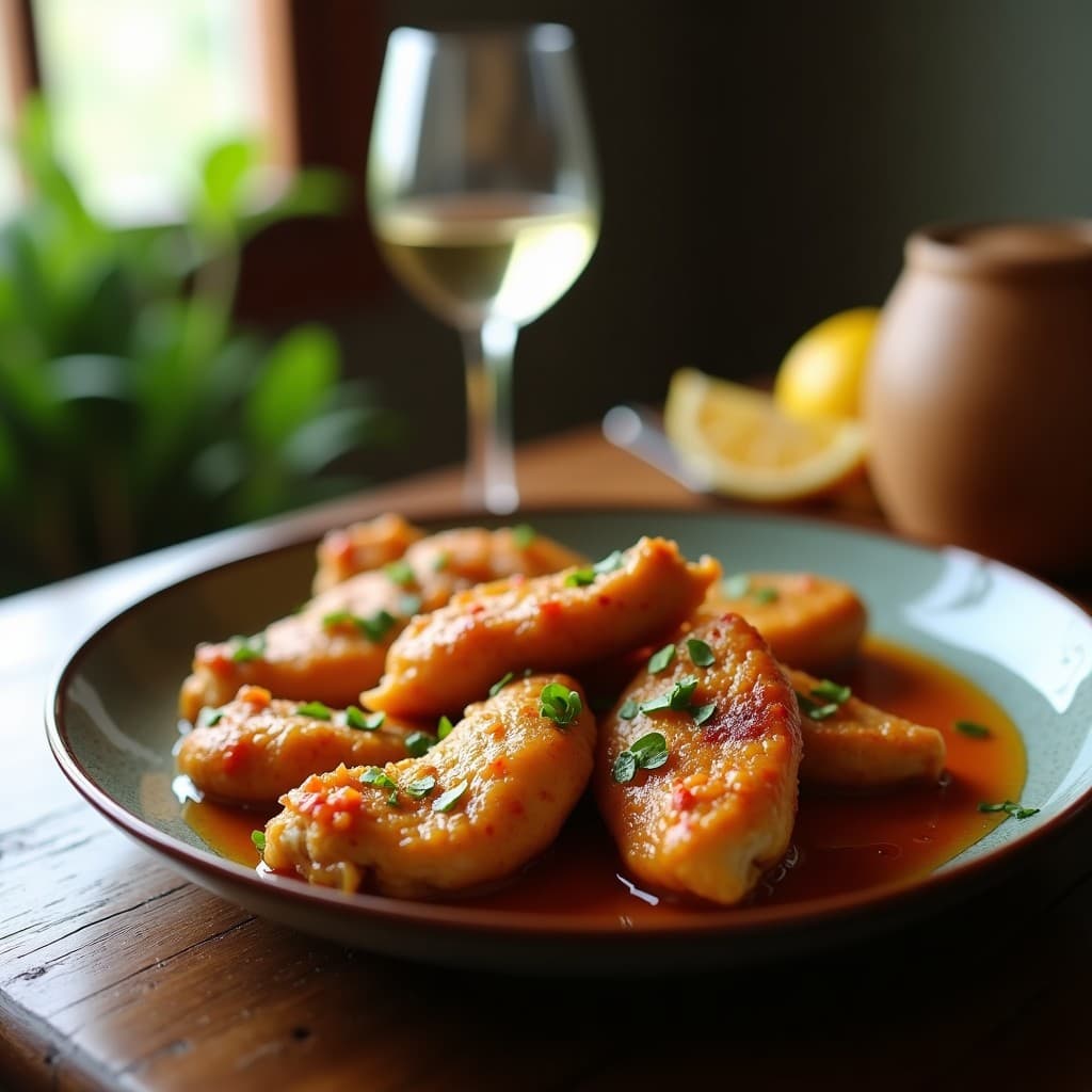 Pollo al ajillo crujiente y dorado en una salsa adictiva de ajo, aceite y limón. Receta fácil y rápida de pollo al ajillo