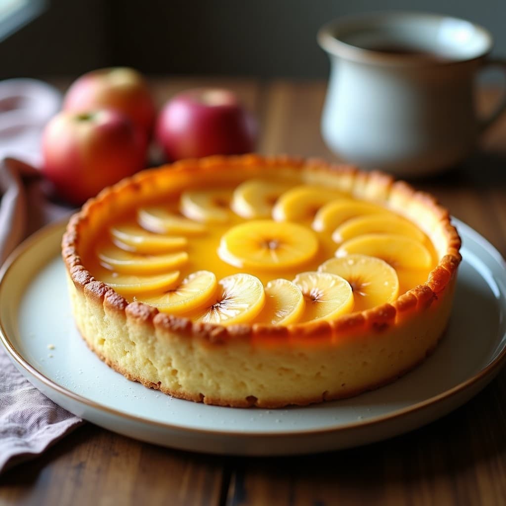 Tarta de manzana rápida con hojaldre y crema pastelera exprés, lista para servir
