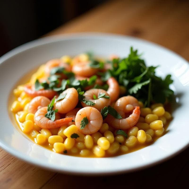 Plato de acevichado peruano de palta y mariscos con leche de tigre de camu camu, servido sobre hojas de lechuga romana, con cubos de aguacate, gambas, mejillones y calamares bañados en una salsa cítrica y cremosa, decorado con cilantro fresco y rodajas de limón.