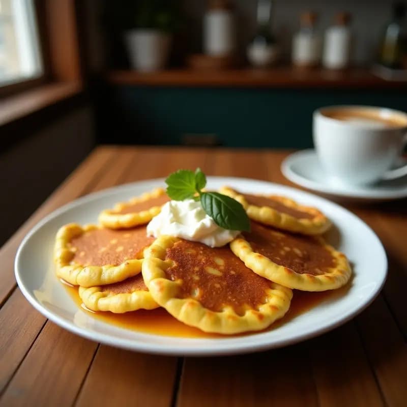 Arepas venezolanas doradas y crujientes rellenas de queso de cabra derretido, servidas en un plato de barro con semillas de sésamo, acompañadas de rodajas de aguacate. Receta de desayuno sin gluten y rico en calcio.