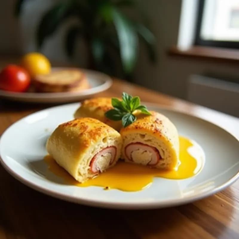 Arepas doradas y crujientes de yuca rellenas de pollo guisado jugoso y queso llanero derretido, servidas en un plato rústico con cilantro fresco espolvoreado. Receta tradicional venezolana sin gluten.