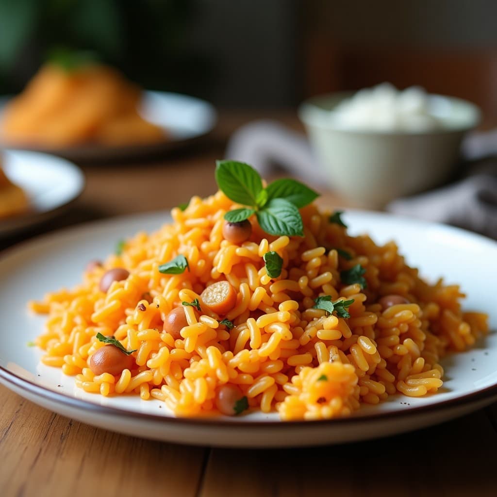 Ensalada fría canadiense vegana en bol de madera con arroz salvaje, arándanos rojos secos, nueces tostadas, manzana verde y perejil fresco, bañada en vinagreta dorada de sirope de arce.