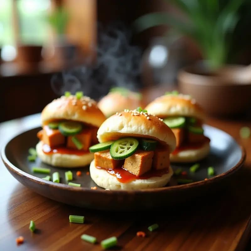 Bao buns de coliflor rellenos de tofu teriyaki: Receta asiática baja en carbohidratos