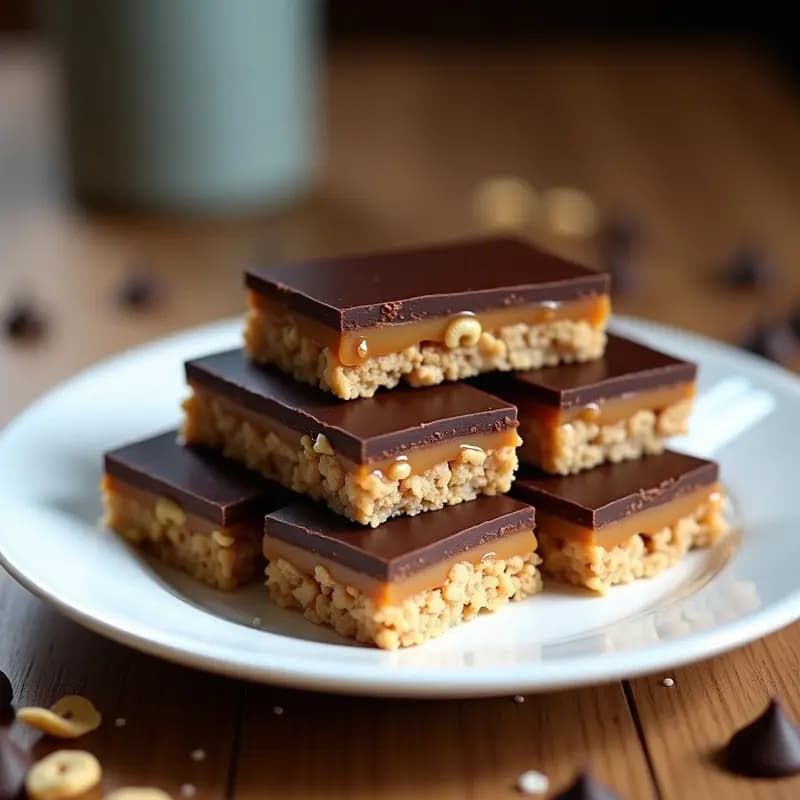 Barritas Crujientes de Cereales con Chocolate y Caramelo: Rellenas de Crema de Avellanas