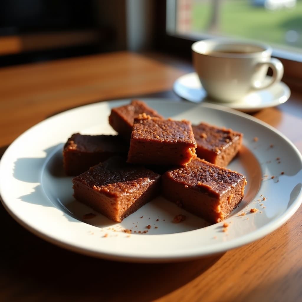 Barritas de proteína veganas de semillas de chía y cacao, cortadas en rectángulos, con textura crujiente y color oscuro, dispuestas en una tabla de madera con almendras y semillas de girasol esparcidas.