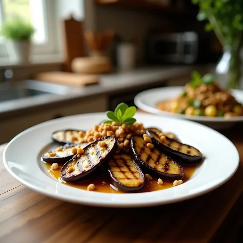 Berenjenas Asadas con Miel y Nueces: Receta Fácil y Nutritiva en 25 Minutos