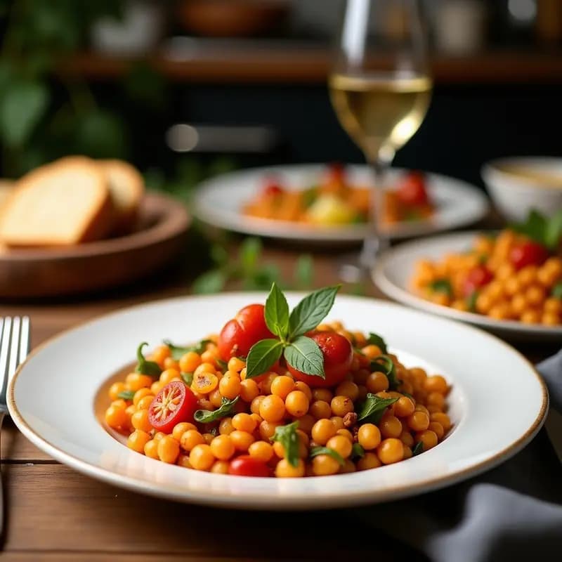 Plato hondo de barro con Berza Andaluz con Pringá, garbanzos, patatas, zanahorias y repollo, cubierto con una mezcla de carnes desmenuzadas. Caldo espeso y humeante, decorado con aceite de oliva virgen extra.