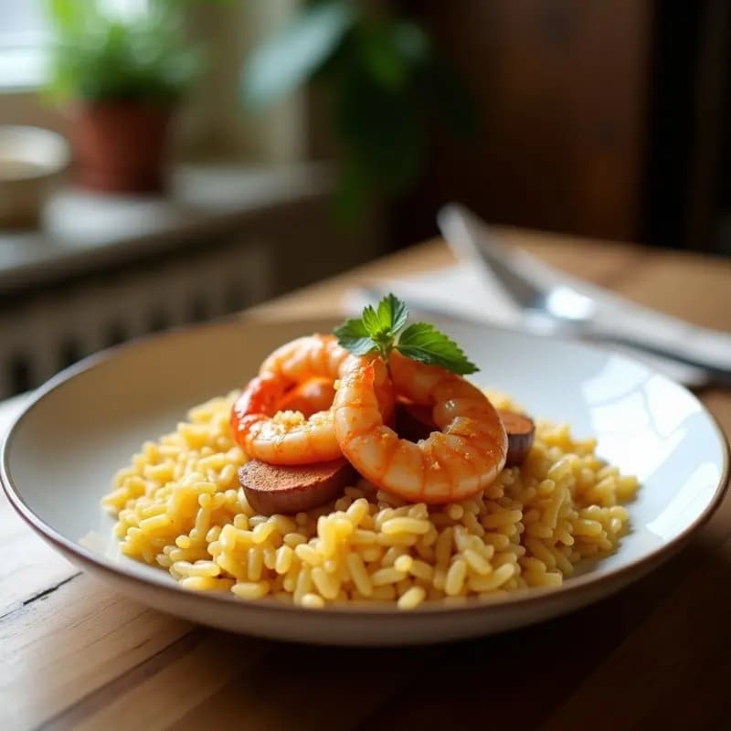 Bowl negro de cerámica con arroz venere oscuro, espárragos trigueros verdes en trozos, aguacate en cubos, tomates cherry rojos, cebolla morada en juliana, semillas de sésamo doradas y hojas de albahaca fresca. La vinagreta de mostaza y miel brilla sobre los ingredientes, resaltando el contraste de colores y texturas. Plato vegano italiano saludable y gourmet.