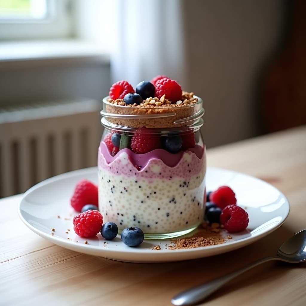 Bowl de Avena Nocturna con Chía y Frutos Rojos: Receta Keto y Sin Azúcar