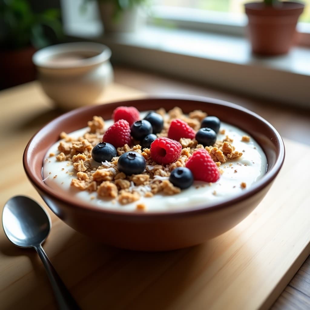 Bowl de Yogur Griego con Granola de Café y Dátiles: Desayuno Proteico y Energético en 10 Minutos