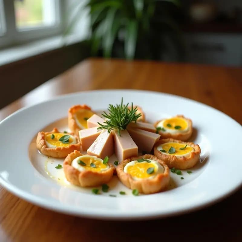Plato de bricks dorados y crujientes rellenos de atún y huevo, acompañados de ensalada fresca de naranjas sanguinarias con cebolla morada y hierbabuena, receta tunecina en sartén.