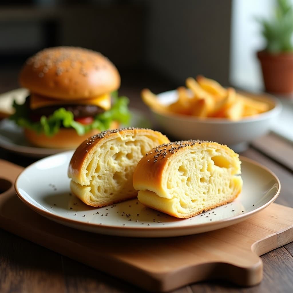 Brioche de Proteína de Guisante con Semillas de Chía: Pan sin gluten y keto para hamburguesas