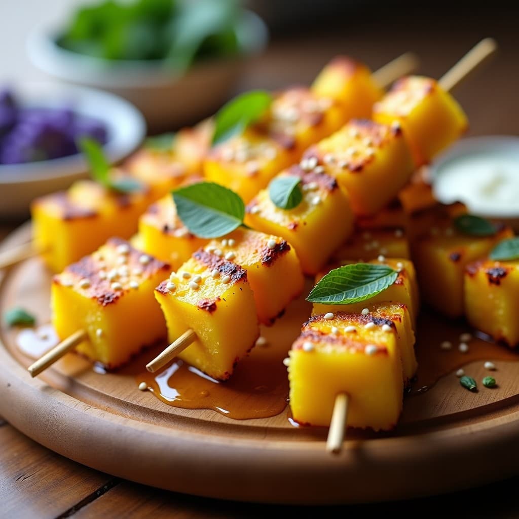 Brochetas de Piña Asada y Queso Feta con Miel de Lavanda: Postre Griego en Airfryer