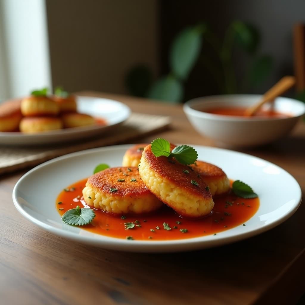 Brochetas de ternera y piña asadas al grill con salsa de soja negra, decoradas con semillas de sésamo negro y servidas en un plato de cerámica oscura sobre una mesa de madera rústica, receta china dulce-salada.