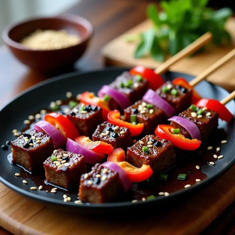 Brochetas de Ternera Marinate con Sésamo: Receta Coreana en Grill Alta en Proteína