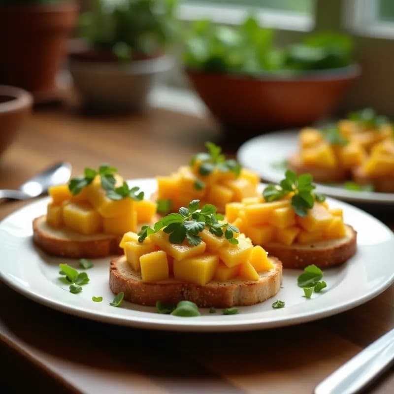 Bruschettas de Pan de Algas con Tartar de Mango y Aguacate: Entrante Marino Sin Gluten