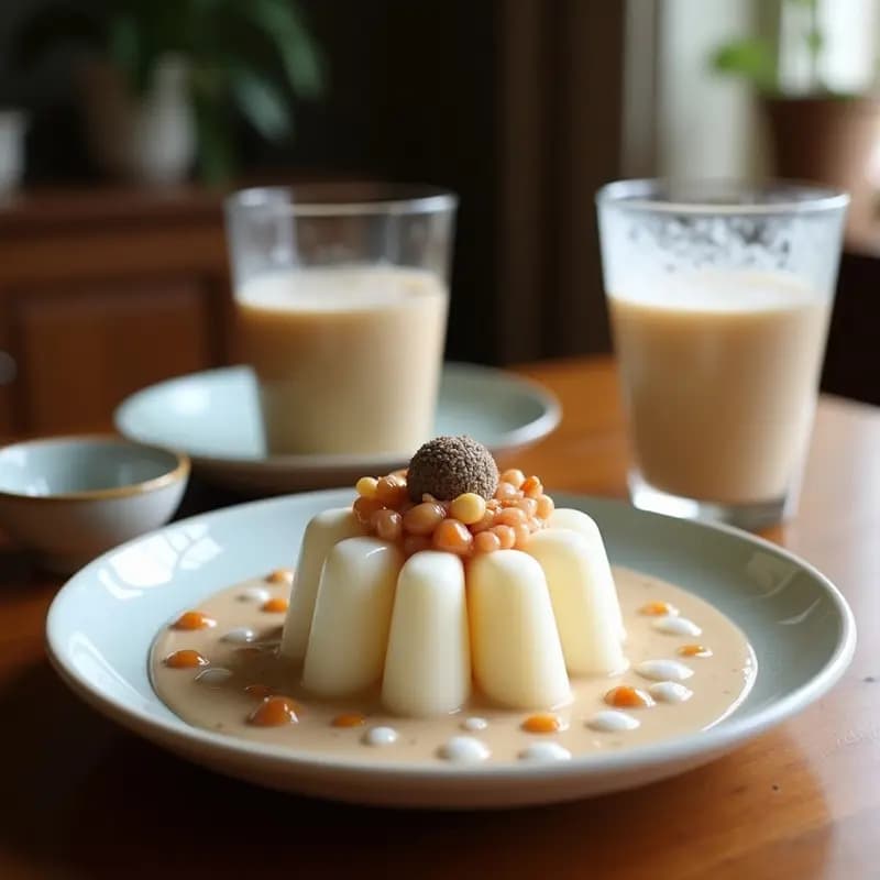 Vaso alto transparente con Bubble Tea de Taro y Perlitas de Chía con Leche de Coco, mostrando capas moradas y blancas, perlitas de chía en el fondo y una pajita negra. Bebida taiwanesa original con textura cremosa y espumosa.