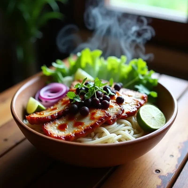Bun Cha Hanoi de Cerdo y Jabuticaba: Receta Vietnamita Fusion Gourmet
