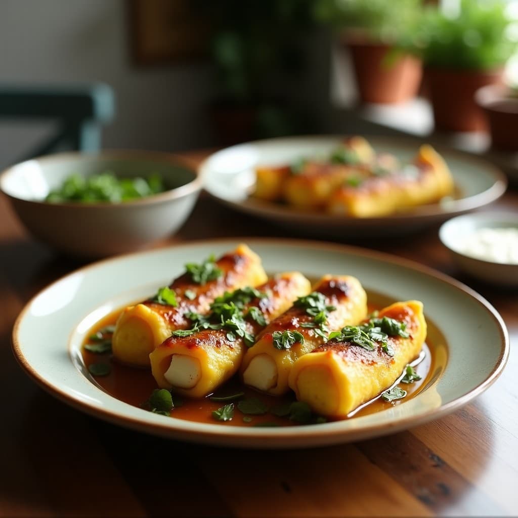 Calabacines asados rellenos de pollo desmenuzado y pesto de albahaca, con tomates cherry y queso parmesano rallado, servidos en un plato blanco sobre fondo rústico de madera. Receta italiana en airfryer.