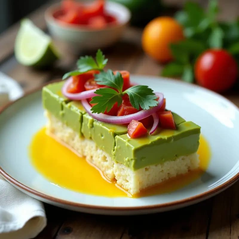Causa de Palma de Corazón con Aguacate y Chile Amarillo: Entrante Peruano Sin Cocción